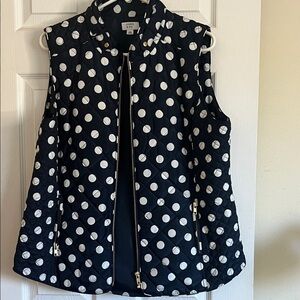 Crown and Ivy  Navy and White Polka Dot Quilted Vest